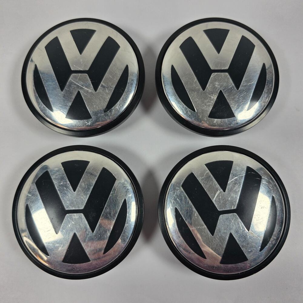 VW Volkswagen Wheel Center Caps 7L6 601 149B Set of 4 OEM Italy Black Silver